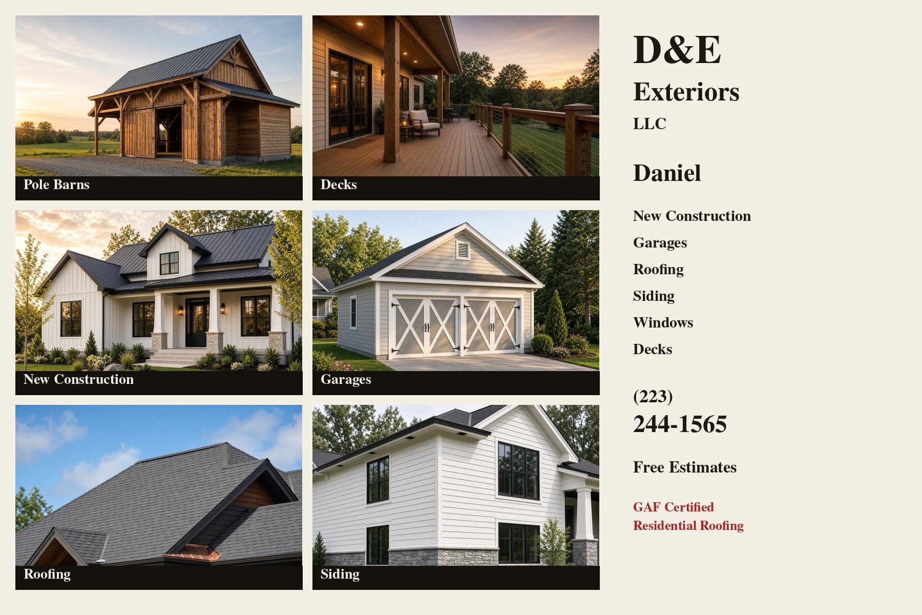 D&E Exteriors LLC flyer
